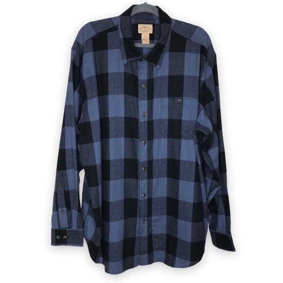Blue Mountain Buffalo Plaid Blue Black Lightweight Flannel Long Sleeve Men XL - Picture 1 of 10